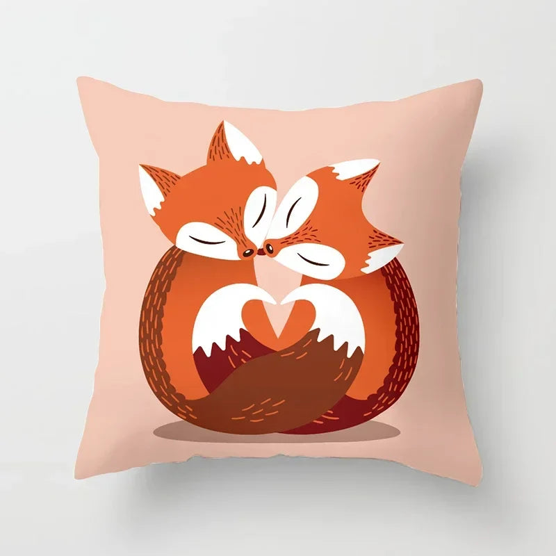 Axyaa Cartoon Animal Cushion Cover 45*45 Sofa Pillowcase Decorative Throw Pillow