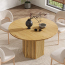 Axyaa 47-Inch Round Farmhouse Dining Table for 4-6 People, Industrial Kitchen Dinner Table