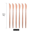Axyaa Gold Knife Cutlery Set - 6Pcs Stainless Steel Sharp Dinnerware Kitchen Flatware