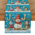 Holiday Table Runner Set by Axyaa: Festive Snowman Deer Dwarf Decor for Kitchen Party