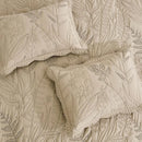 King Size Leaves Pattern Quilt Set by Axyaa - Reversible & Elegant Bedding Coverlets