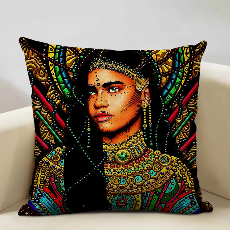 Axyaa African Woman Ethnic Cushion Cover 45x45cm