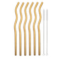 Axyaa Stainless Steel Rainbow Wave Straws Set with Cleaning Brush