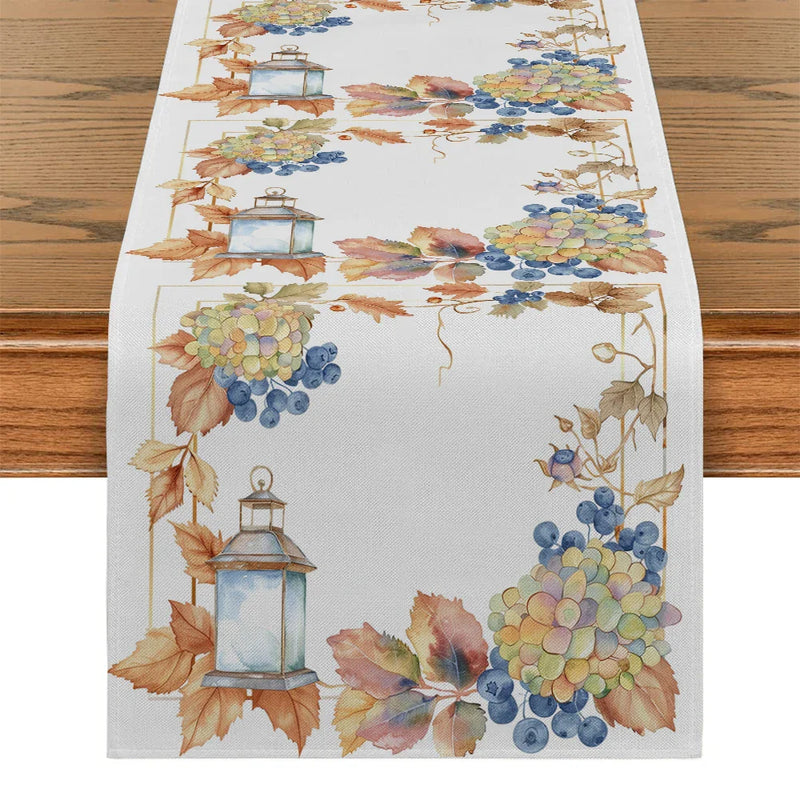 Axyaa Watercolor Flower Foliage Table Runner for Kitchen and Holiday Party