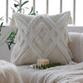 Axyaa White Tufted Tassel Cushion Cover - Mori Style Home Decor Pillowcase