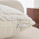 Cream Woven Tufted Pillowcase with Beige Tassel Embroidery by Axyaa
