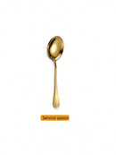 Axyaa Gold Stainless Steel Cutlery Set - 8pcs Buffet Utensils and Food Tongs