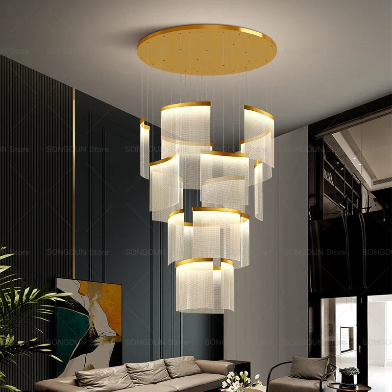 Axyaa Acrylic Chandelier: Modern, Luxe & Creative Stair Light for Elegant Living