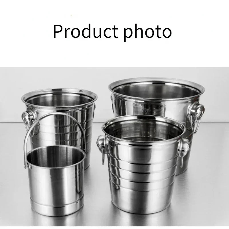 Axyaa Stainless Steel Ice Bucket with Comfortable Handle - Bar Wine Cooler