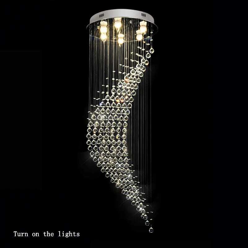 Axyaa Crystal Ball Chandelier: Modern LED Spiral Hanging Light for Luxury Home Decor