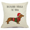 Axyaa Christmas Sausage Style Cushion Cover | Festive Dog Decorative Pillow Cover 45x45cm