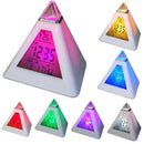 Axya LED Pyramid Alarm Clock with 7 Colors Night Light & Music Snooze Mode