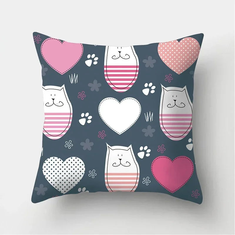 Black Cat Pattern Pillowcase for Sofa Decor Axyaa Brand