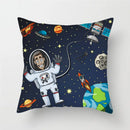 Axyaa Cartoon Astronaut Rocket Spaceship Sofa Pillowcase Space Theme Cushion Cover