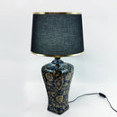Axyaa Chinese Retro Ceramic Floor Lamp with Golden Pattern LED Light