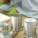 Axyaa Stainless Steel Folding Water Cup with Lid - Portable Travel Camping Mug
