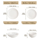 Axyaa Stoneware Dinner Set White Embossment 32 Pieces
