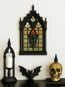 Axyaa Vintage Church Window Style Floral Wooden Wall Hanging Gothic Art Ornament