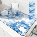 Axyaa Watercolor Abstraction Drying Mat - Non-Slip Absorbent Placemat for Kitchen Counter