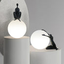 Axya Human Statue Moon Light Desk Lamp Resin Man Decor E27 Bulb Fixture