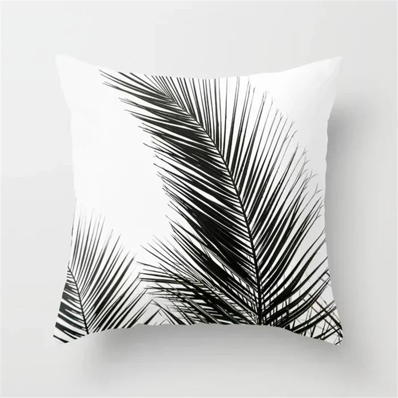 Axyaa Rose Gold Pink Palm Pillowcase 45x45cm Tropical Plants Cushion Cover