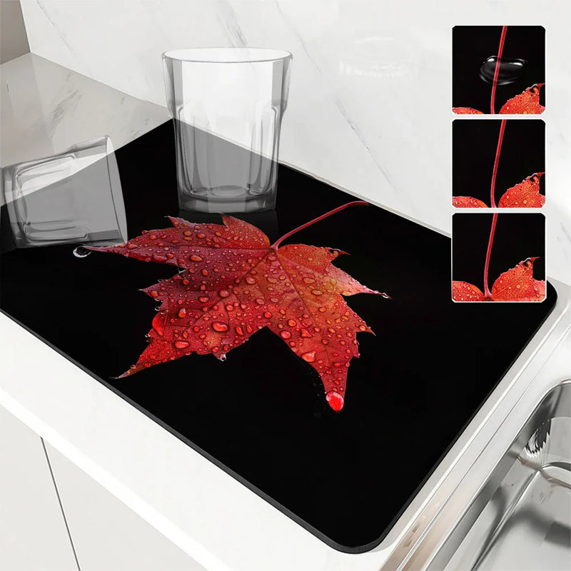 Axyaa Autumn Maple Leaf Absorbent Drying Mat
