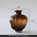 Axyaa Brown Wavy Transparent Glass Vase for Home Decoration & Hydroponics