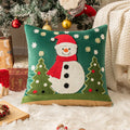 Axyaa Christmas Tree Velvet Embroidered Pillowcase in Red and Green