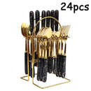 Axyaa 24-Piece Ceramic Tableware Set with Storage Rack Gift Box