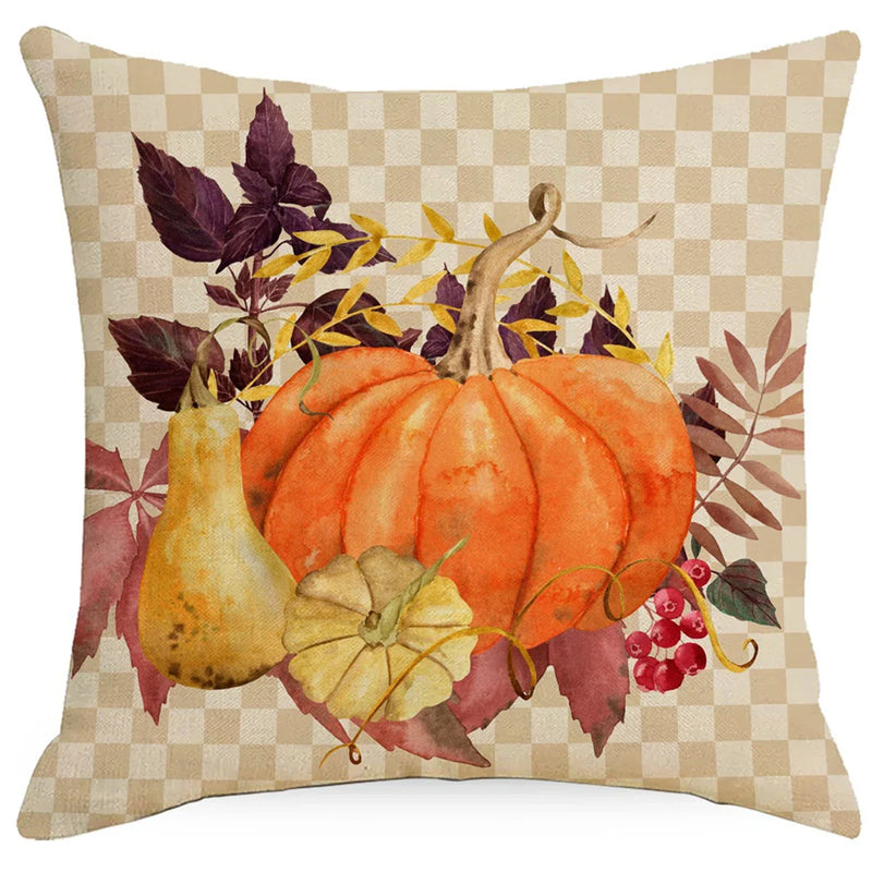 Axyaa Autumn Harvest Maple Leaf Pillow Cover for Living Room and Bedroom
