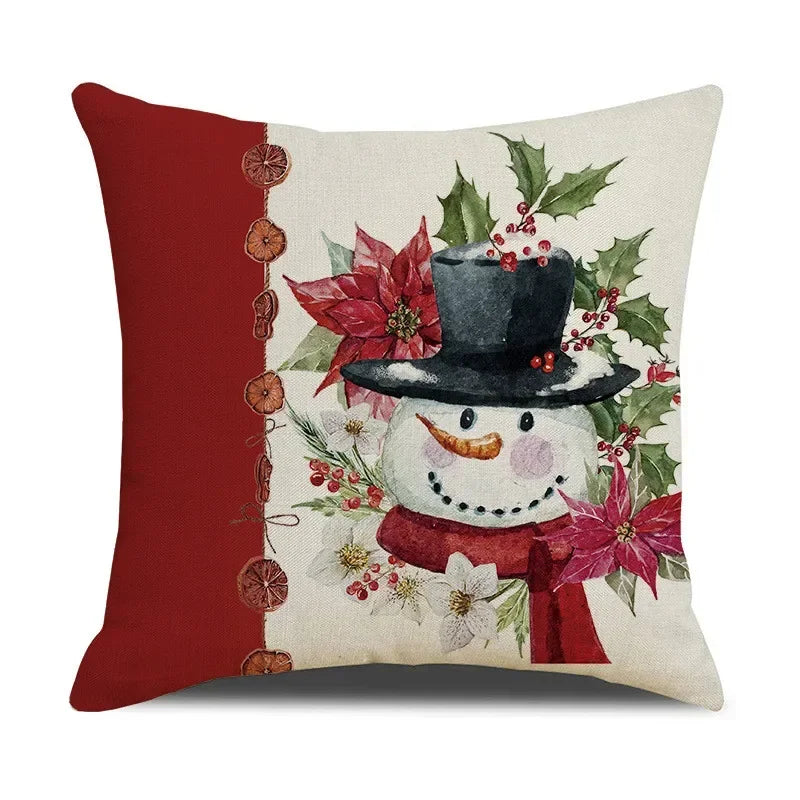 Axyaa Christmas Pinecone Candlestick Linen Print Pillowcase for Home Decor