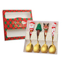Axyaa Christmas Spoon Fork Set 2/4Pcs, Festive Dessert Fruit Fork, Santa Elk Doll Spoon