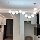 Axyaa Pearl Glass Necklace Chandelier - Modern LED Pendant for Home & Restaurant Decor