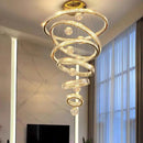 Axyaa Luxury Crystal Pendant Chandelier for Modern Stairs, Dimmable Globe Design
