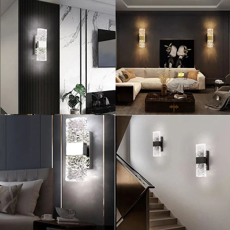 Axya Crystal LED Wall Lamps: Modern Lighting for Living Room, Bedroom, Aisle — Home Decor Luxe