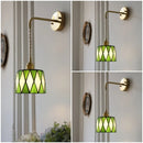 Axyaa Tiffany Glass LED Wall Sconce with Adjustable Wire, Pull Chain Switch - Modern Nordic Style