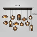 Nordic-Style Ash Glass Island Table & Pendant Lamp Set by Axyaa