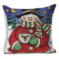 Axyaa Christmas Santa Snowman Pillowcase - Linen Cushion Cover 18*18 inch