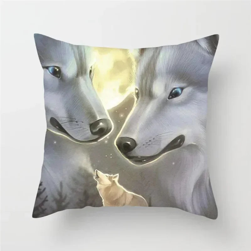 Axyaa Wildlife Wolf Decorative Pillow Sleeve for Home and Office Décor