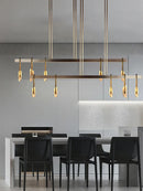 Axyaa Modern Luxury Copper LED Chandelier - Crystal Light Fixture