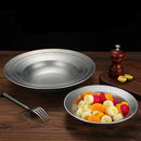 Axyaa Stainless Steel Large Pasta Plate Shallow Dish Salad Bowl Vintage Kitchen Tableware