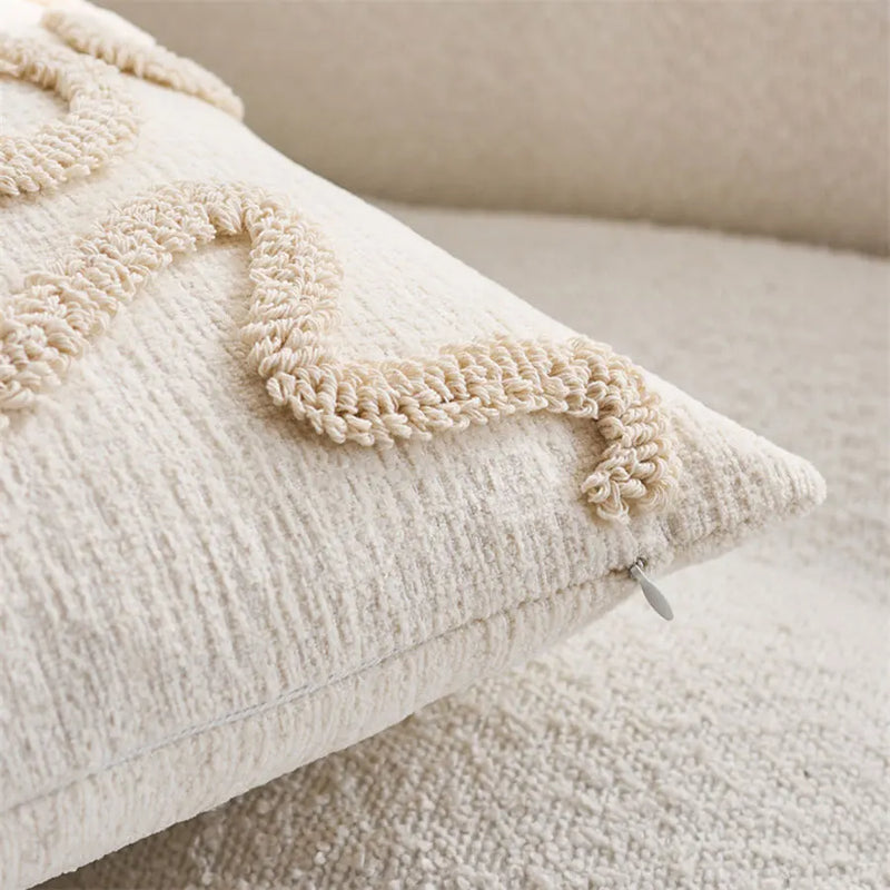 Axyaa Chenille Tufted Throw Pillow Cover for Sofa Living Room - Nordic Style