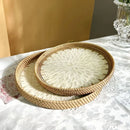 Axyaa Rattan Fruit Basket: Round Shell Tray for Home Snack Storage & Organization