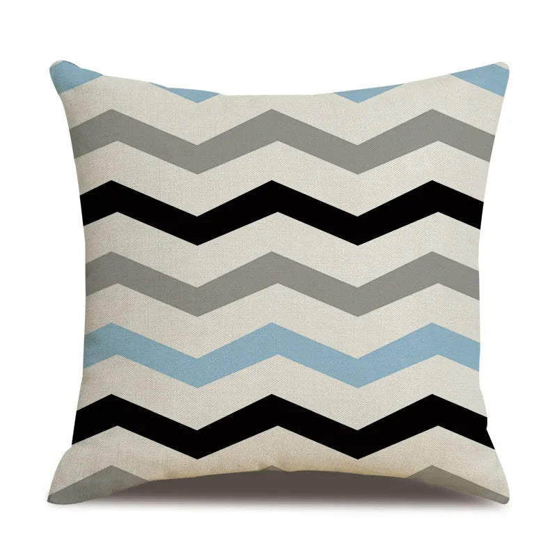 Axyaa Blue Deltoid Geometry Pillow Cover 45*45cm for Living Room, Bedroom, Sofa, Car