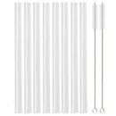 Axyaa Glass Straw Set - 8 Reusable Clear Straws, 12mm, Eco-Friendly & Healthy