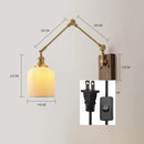 Axyaa Copper Swing LED Wall Light with Pull Chain Switch, Wide Rotation, Walnut Canopy