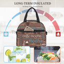 Axyaa Coffee Words Insulated Lunch Bag: Thermal Cooler Tote for School, Work, Picnic
