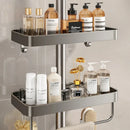 Axyaa Shower Head Holder Wall Mount Shampoo Rack with Integrated Storage Shelf