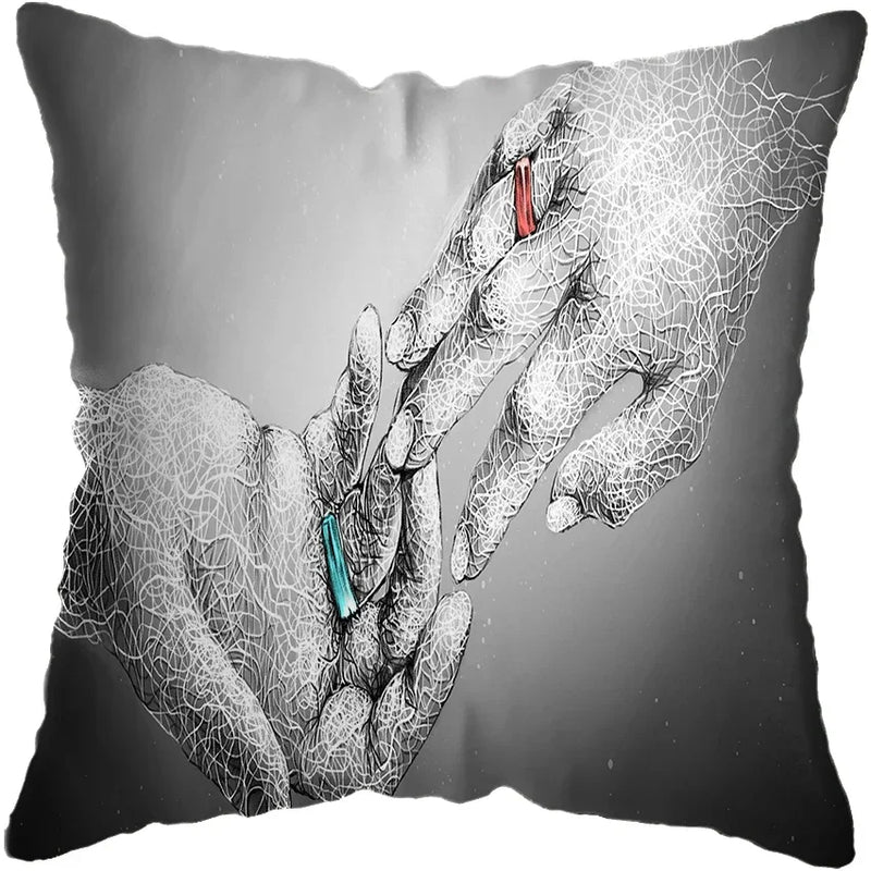 Axyaa Abstract Hands Art Decor Pillow Cover 45x45cm