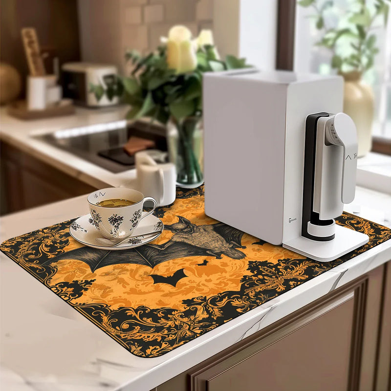 Axyaa Halloween Bat Kitchen Dish Mat Axyaa Halloween Bat Kitchen Dish Mat